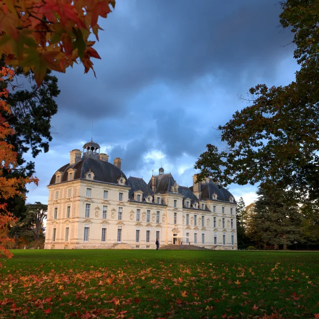 Chateau De Cheverny Feuillage Orange Dautomne